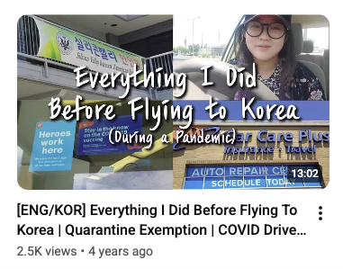 YouTube vlog about preparing to fly to Korea